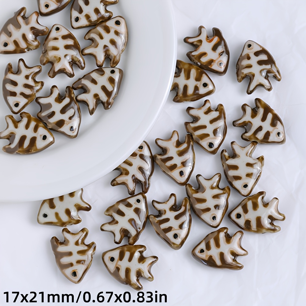 3pcs Hand-Painted Ceramic Fish Loose Beads for Jewelry Decor